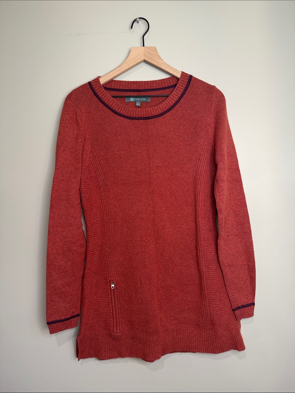 Title Nine ribbed knit Tunic Sweater Dress Long Women’s Large 51% Wool